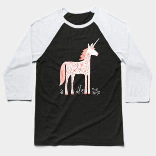 Fabulous Unicorn with Flowers Baseball T-Shirt